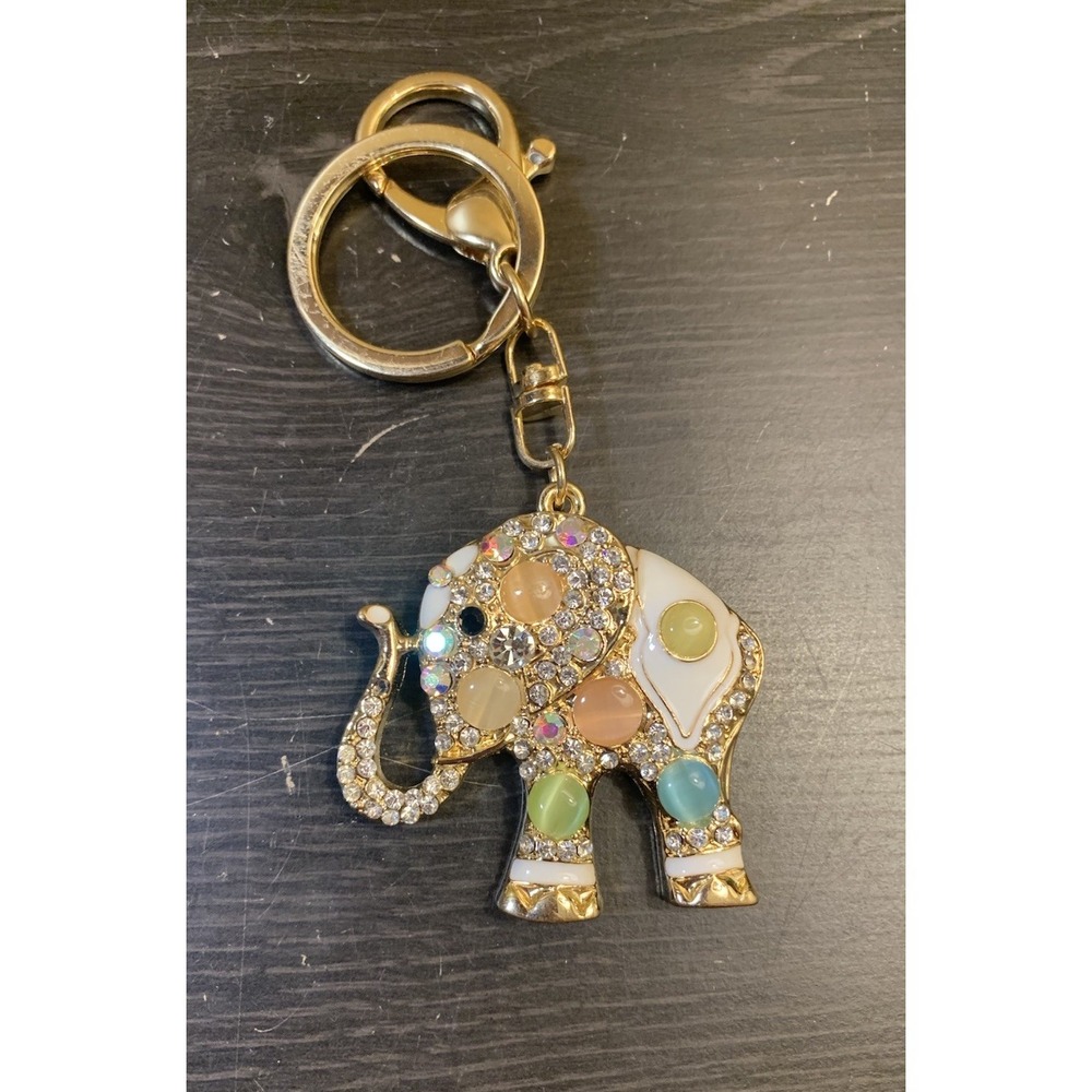 Elephant Keychain Bejeweled Rhinestone Purse Jewelry Bling Clip Key Ring